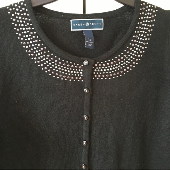 Karen Scott luxsoft button Up Black cardigan - Picture 3 of 13